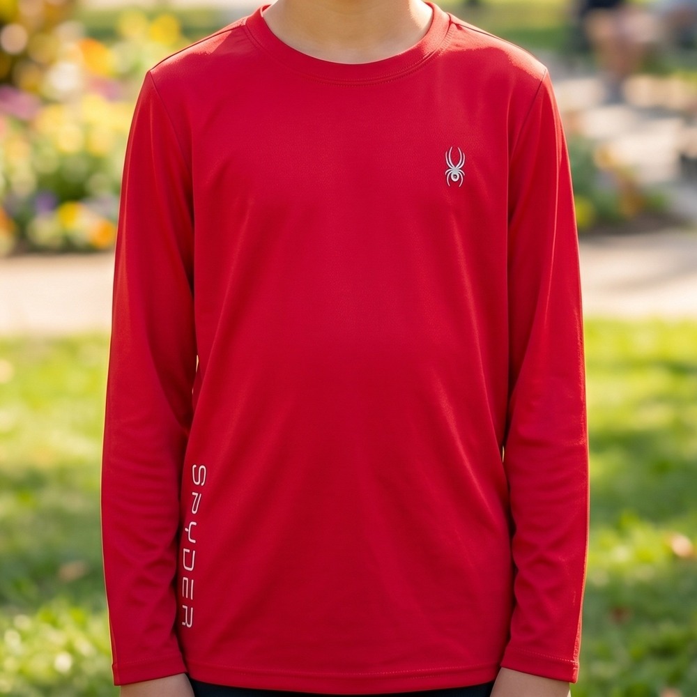 Spyder Kids Red Long Sleeve Performance Shirt Sun Surf Rash Guard M/M